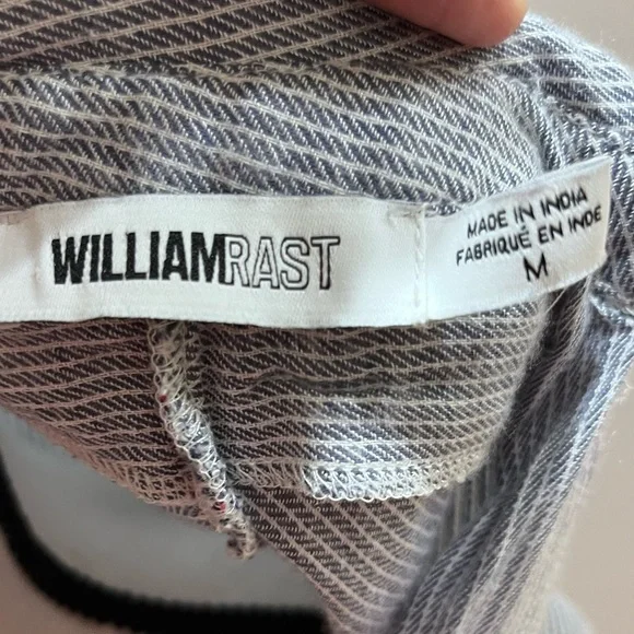 William Rast Blue Chambray Ticking Striped Pullover Top 3/4 Sleeves Sz M - Picture 10 of 11